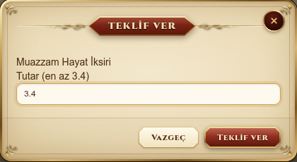 Teklif verme penceresi