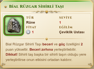 Bial Rüzgar Sihirli Taşı'nın bilgi penceresi